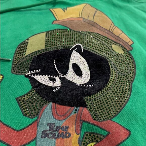 De Kryptic Space Jame Tune Squad Hoodie Green  Hoodie with Bling Blings size S - Picture 3 of 12